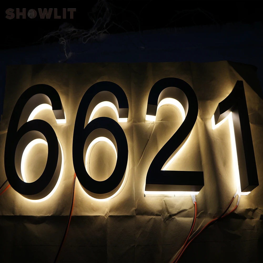 Led Lighting House Numbers Black Painting Backlit Home Numbers
