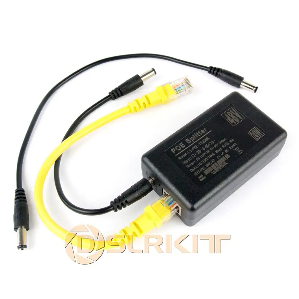 Divisor PoE activo Gigabit 802.3at, 24 vatios, 48V a 12V, 2A, potencia sobre Ethernet