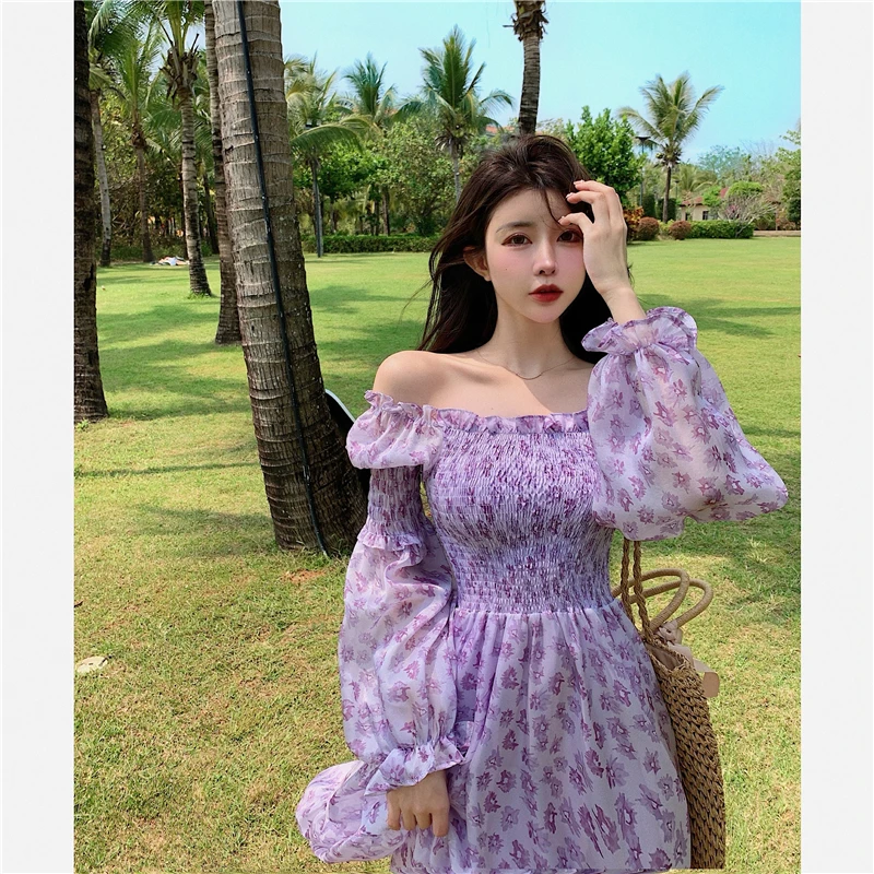 ワンピース French Bouquet Puff Sleeve Dress 202461075-1-blue