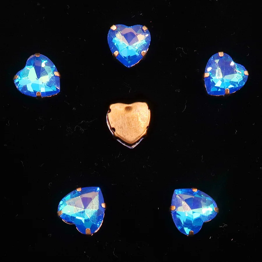 Herzförmige Goldklauenfassungen 20 Stk./Packung 10mm Jelly Candy & AB Glaskristall zum Aufnähen Strassperlen für Schuhe, Taschen, Bastelarbeiten, DIY-Besatz – Detail 9