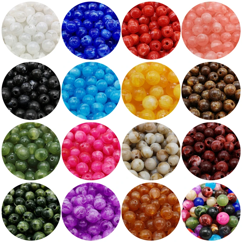 6 8 10 mm Imitation Stone Round Acrylic Beads Clouds Effect  Garment  Accessory