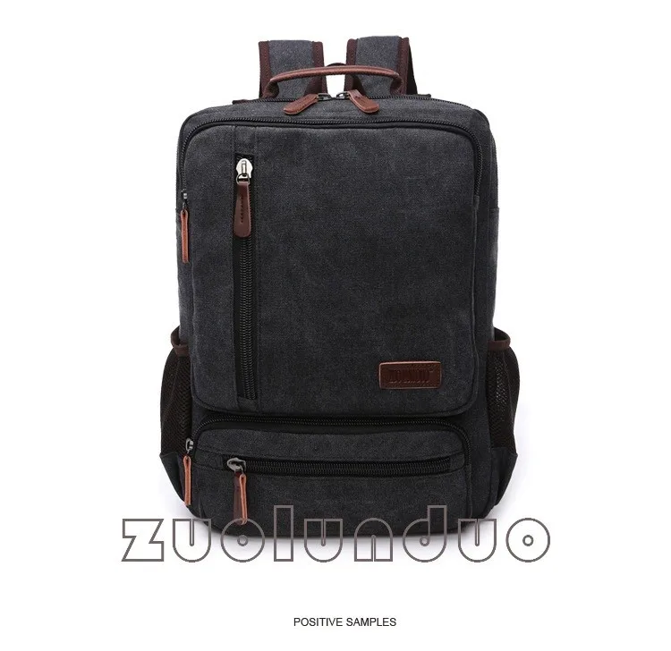 Vintage Canvas Rucksack für Herren, große Kapazität, Reise-Umhängetasche, hochwertige modische Studententasche, Herren-Notebook-Laptop-Rucksack – Detail 11