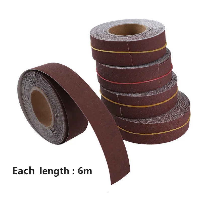 150-600 Carta Vetrata a grana 25mm * 6M di Macinazione A Secco Smeriglio Nastro Abrasivo Drawable Sabbia Rotolo di Carta per metallo, Vetro, Legno di Lucidatura Abrasiva