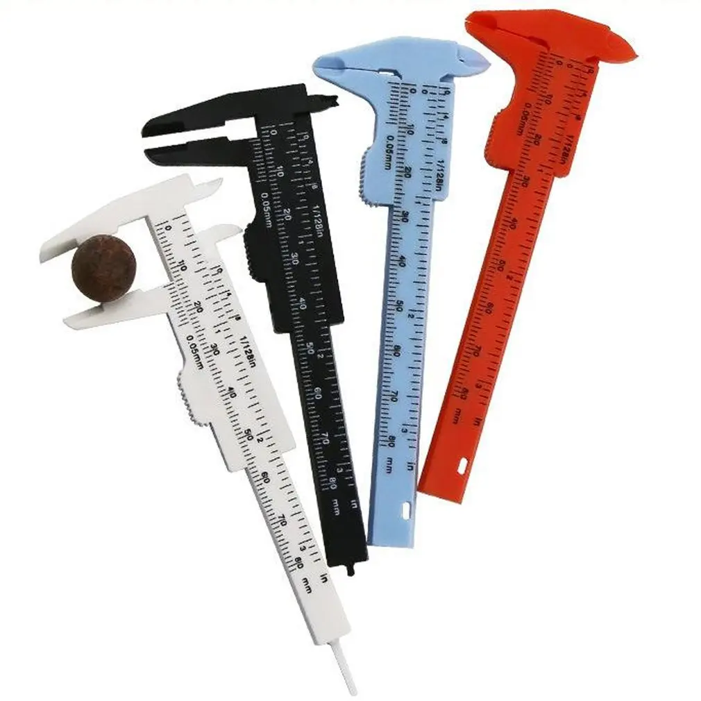 Vernier Caliper 0-80Mm Penggaris Skala Ganda Alat Ukur Kaliper Plastik Alat Mini Siswa Alat Ukur Kaliper