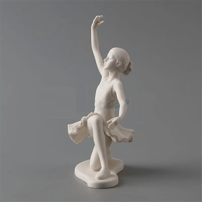 MODERN CERAMICS SCRUB BALLET KNEELING TEENAGE GIRL ART SCULPTURE FIGURE STATUE CRAFT DECORATIONS FOR HOME BIRTHDAY GIFT R3383