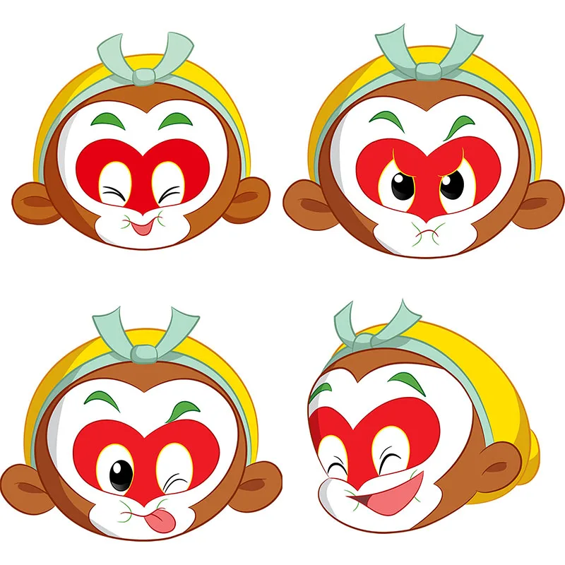 Three Ratels QC153 Lovely cartoon monkey classic Qi Tian Da Sheng head portrait kid's bedroom Decal gift sticker