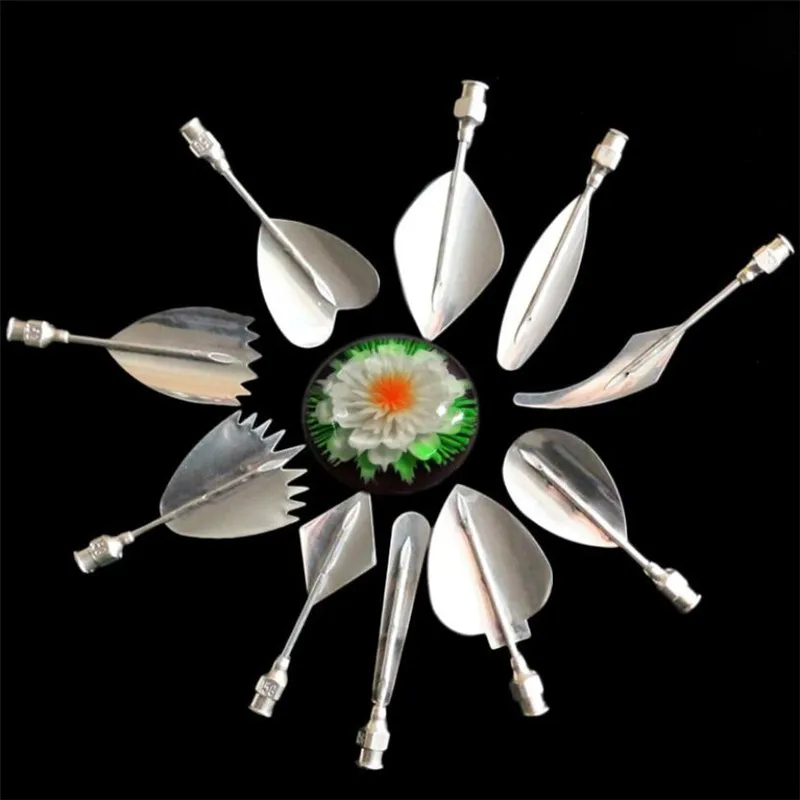 10pcs/set 3D Jelly Flower Art Tools Jelly Cake Gelatin Pudding Nozzle Syringe Russia Nozzle Set Cake Decorating Tools