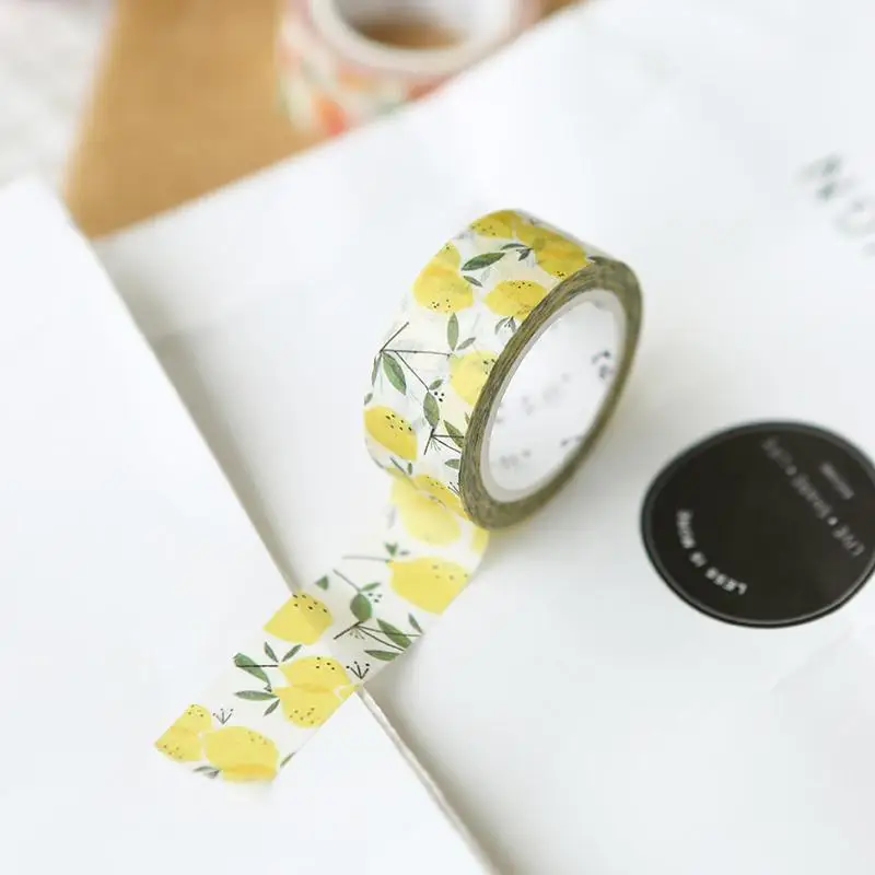 Washi Tape 15mmx7m Summer Cool Fruit Japanese Masking Washi Decorative Adhesive Scrapbooking Sticker Label Stationery Stickers