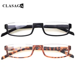 CLASAGA 2 Pack Reading Glasses Spring Hinge Half Frame Men and Women HD Presbyopia Magnifier Eyeglasses Decarative Eyewear 0~600