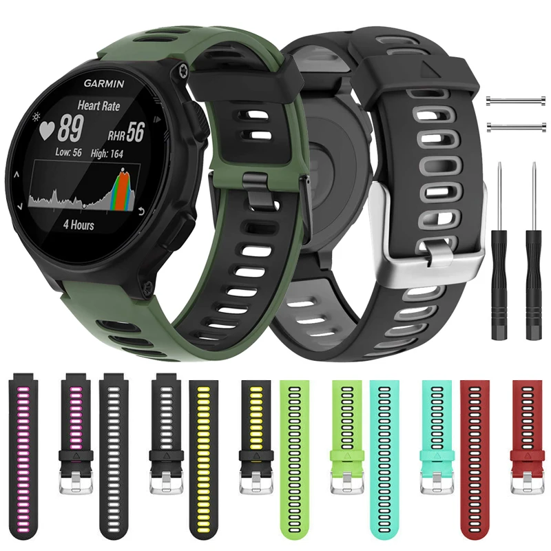 Correa de silicona para reloj inteligente Garmin Forerunner 735XT 735/220/230/235/620/630, pulsera de doble Color Forerunner 235