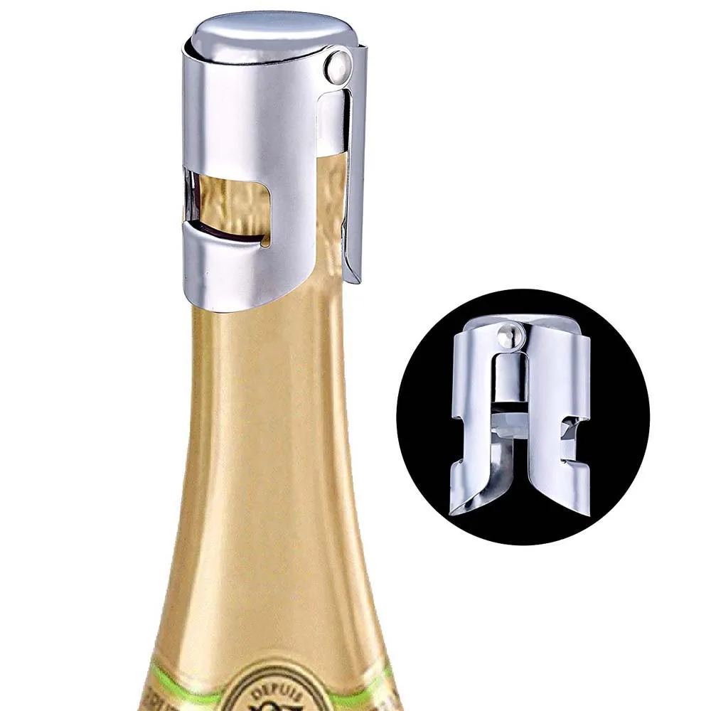 Stainless Steel Champagne Stopper Bottle Plug Wine Saver Vacuum Sealer Wine Bottle Stopper Reusable Bottle Cap Bar Accessories