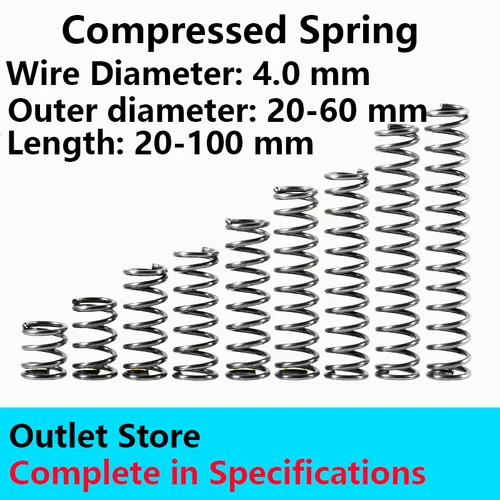 압축 스프링 와이어 직경 4.0mm 외경 36-60mm 압력 스프링 길이 20-100mm 로터 리턴 스프링
