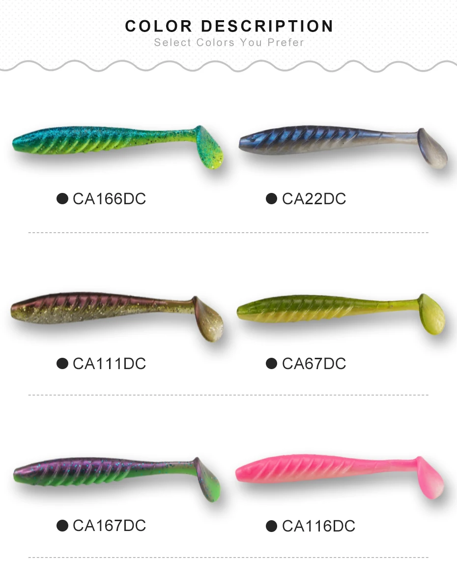 Isca ESFISHING Isca – Señuelo suave ondulado 100mm para perca