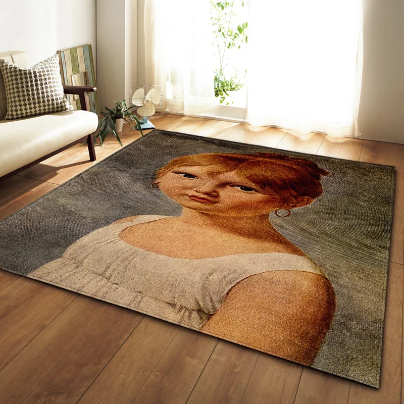 RULDGEE 1PC Polyester Art Oil Carpet for Living Room Kitchen Mat Bedroom Carpet Floor Door Mat Decoration Carpet