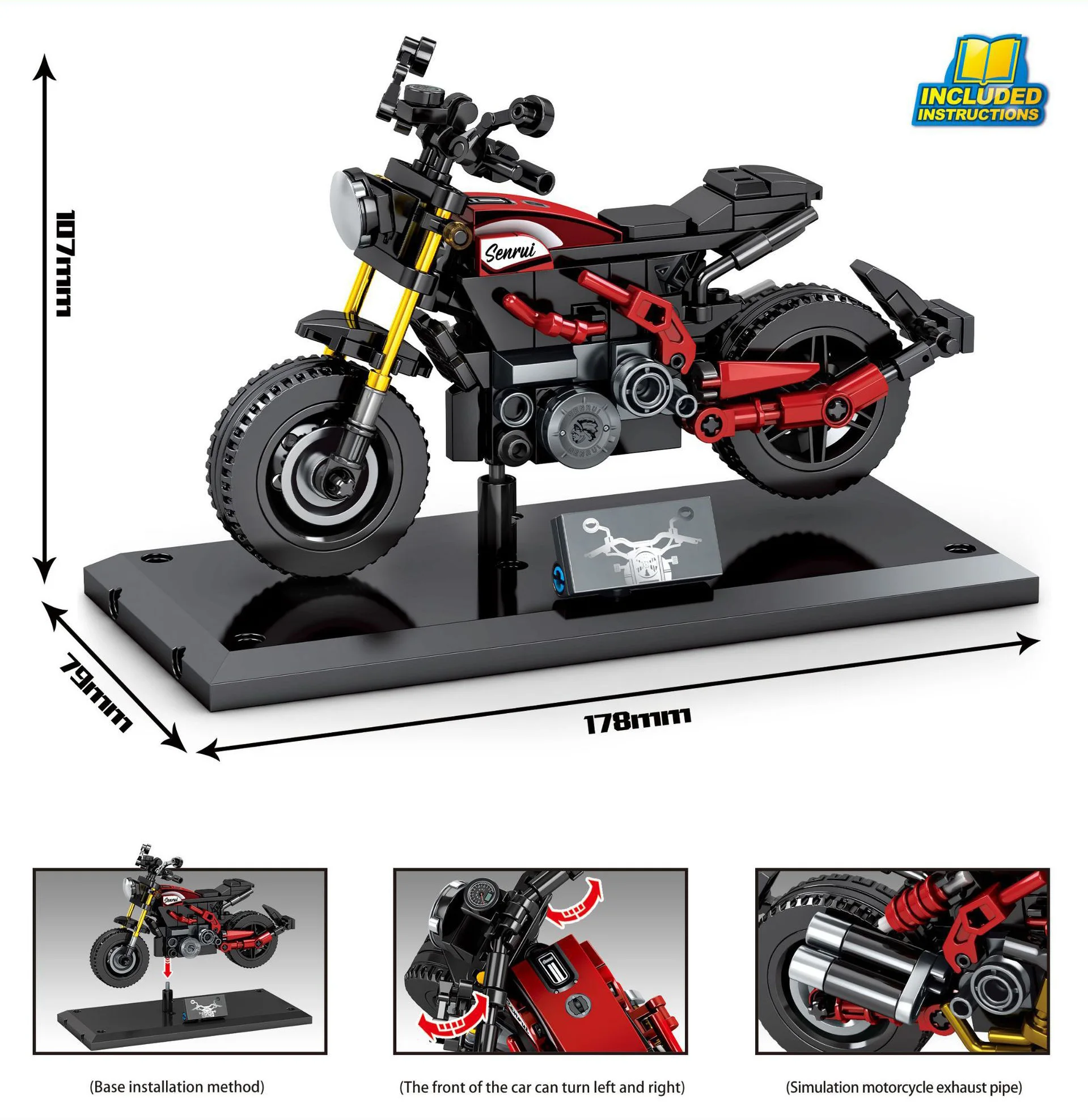 Modern Motorcycle Technical Building Block Indian Ftr1200 Vehicle Motor Model Steam Bricks Educational Toys Collection For Gift