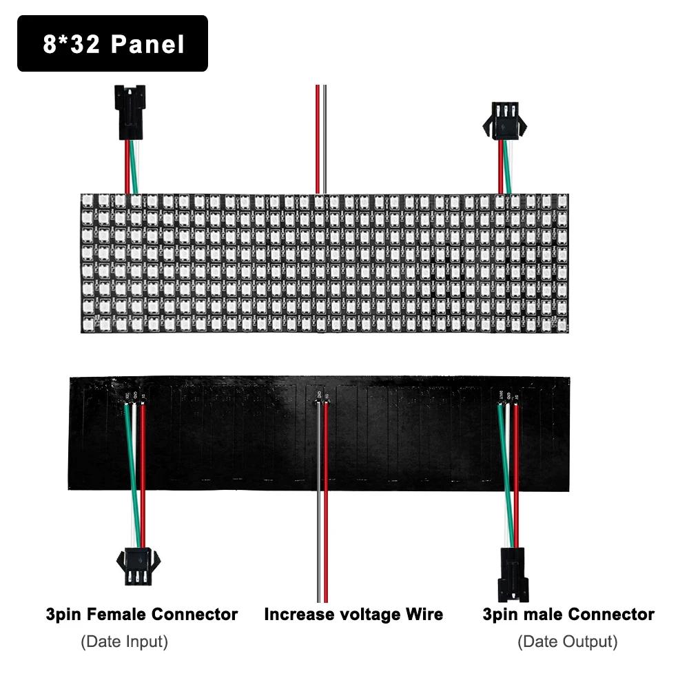 Panneau numérique Flexible avec matrice RGB 5050, bande LED adressable individuellement, 16x16/8x32 /8x8 64/256Pixels, DC5V WS2812B