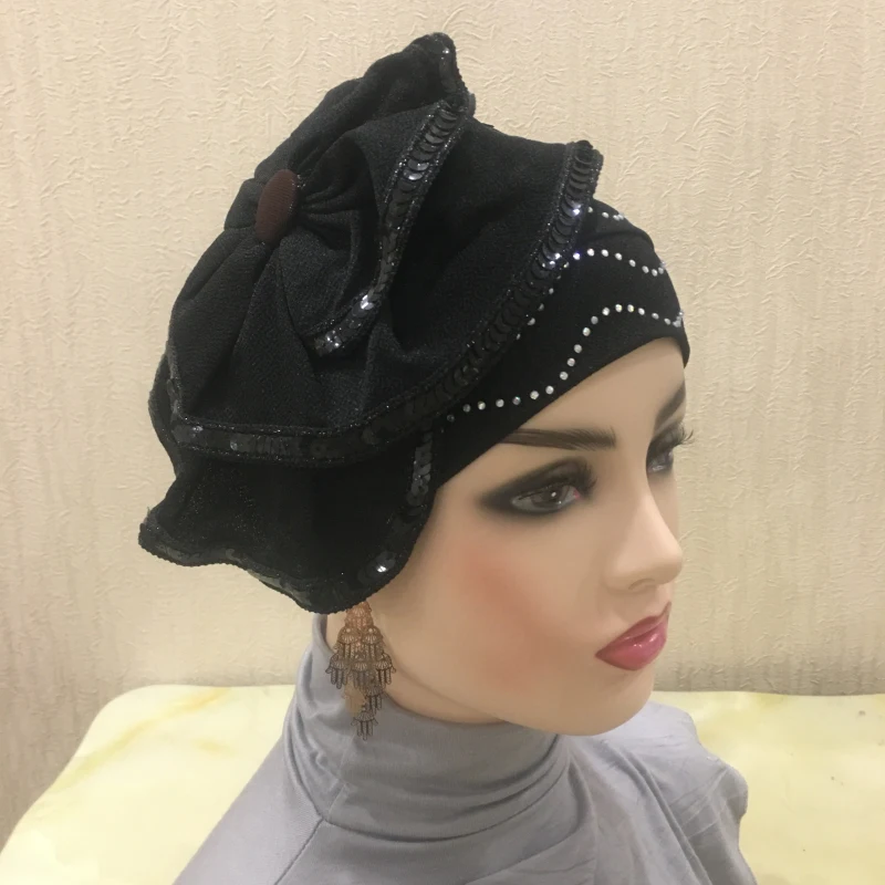 H140 Flower Turban hijab Stretch Inner Hijabs Full cover Caps Ready To Wear Women Head Scarf Under Hats Bonnet