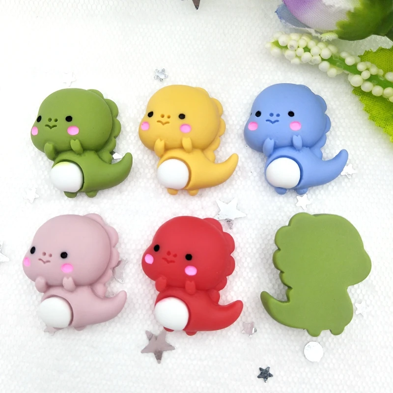 10 sztuk żywica Kawaii Mix kolorowe Meng pet dinozaury Flatback Cabochon kamień księga gości DIY wystrój domu figurka rzemiosło