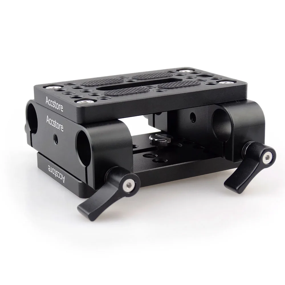 MAGICRIG Universele Camera Cheese Plate Baseplate Kit met dubbele 15mm Rod Rail Clamp voor camera, camerakooi, schoudersteunrig