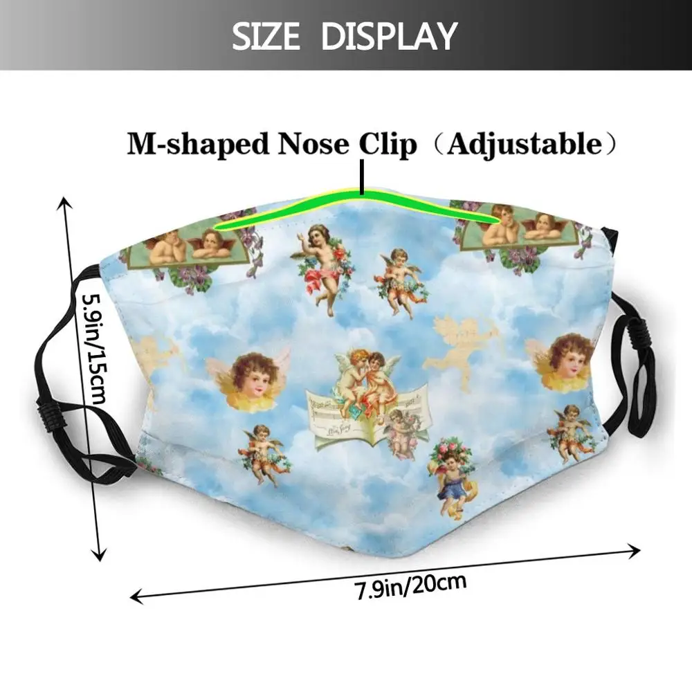 Clouds Angel Cherubs Funny Print Reusable Pm2.5 Filter Face Mask Clouds Angel Cherubs Angel Angelic Celestial Heaven Heavenly