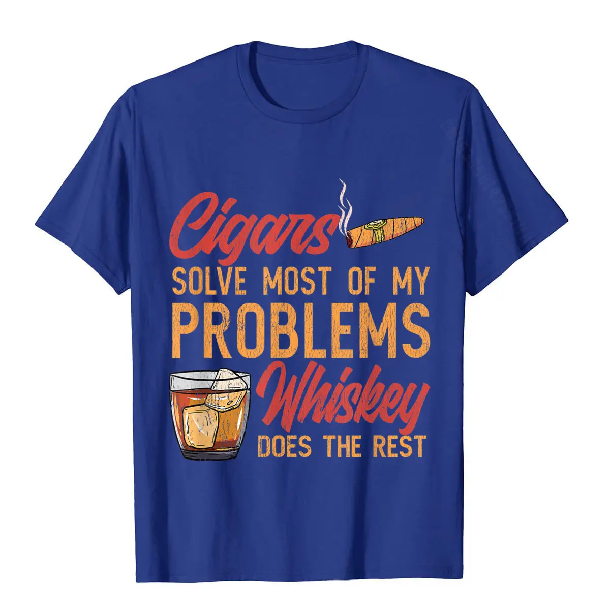 Mens Cigar Smoker Cigar Lover Funny Whiskey Cigar T-Shirt Tops Tees Wholesale Fitness Tight Cotton Mens T Shirts Fitness Tight