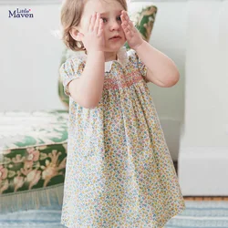 Little maven 2024 New Baby Girls Floral Summer Dress Cartoon Flowers Children's Clothing Vestidos for Kids Casual Clothes