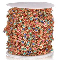 1Meter Stainless Steel Colorful Mixed Enamel Drip Oil Heart-shaped LOVE Chains Diy Jewelry Making Supplies Wholesale