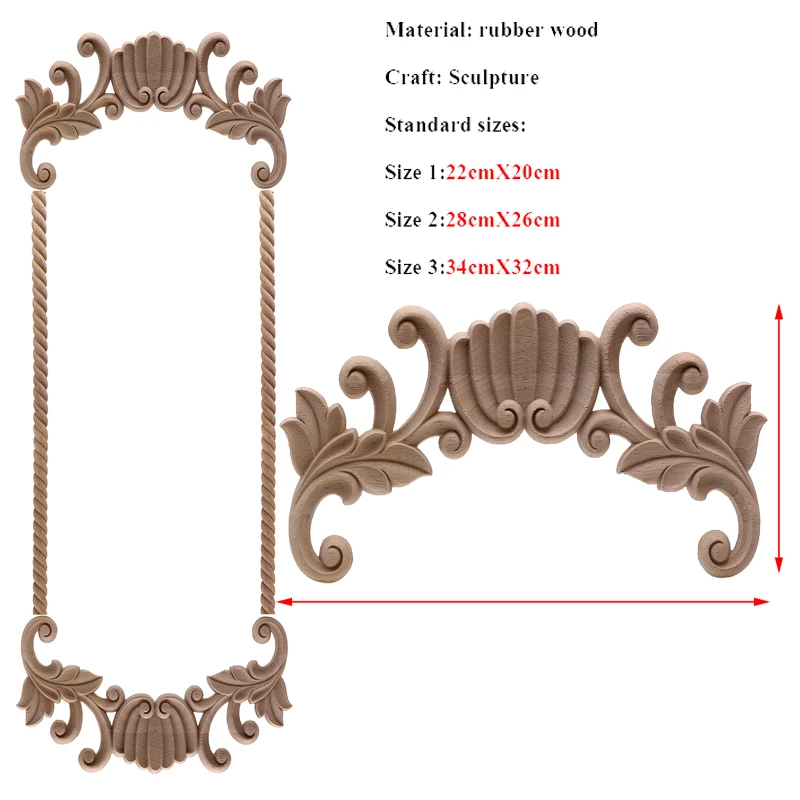 VZLX Floral Wood Carved Corner Applique Vintage Wooden Carving Decal Furniture Cabinet Door Home Decor Decoration Accessories