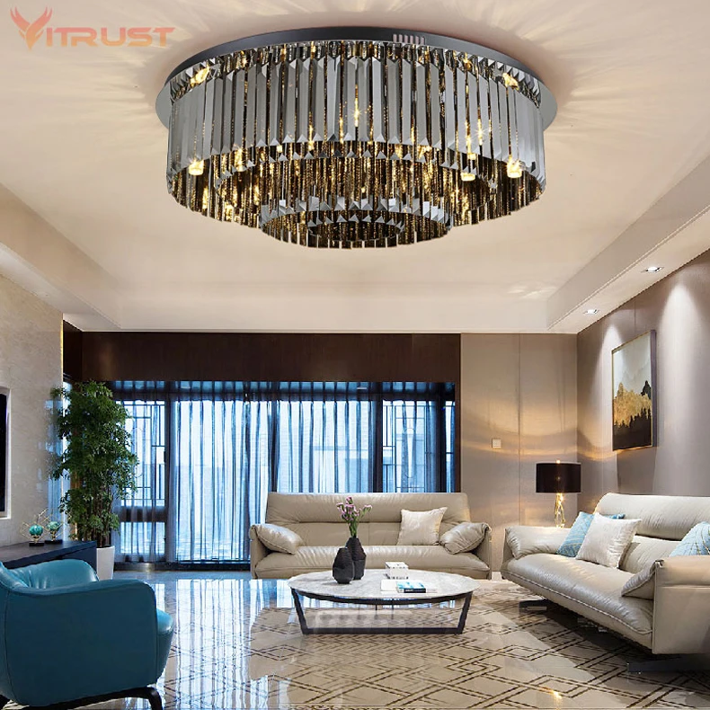 

Luxury Crystal Chandelier Ceiling light fixture for Dining Room smoke crystal ceiling lamp 110-240V