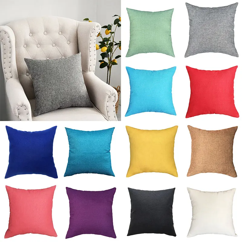 

40x40cm Solid Color Linen Sofa Cushion Cover Home Car Decoration Sofa Bed Decor Decorative Pillowcase Pillow Cover Pillowslip