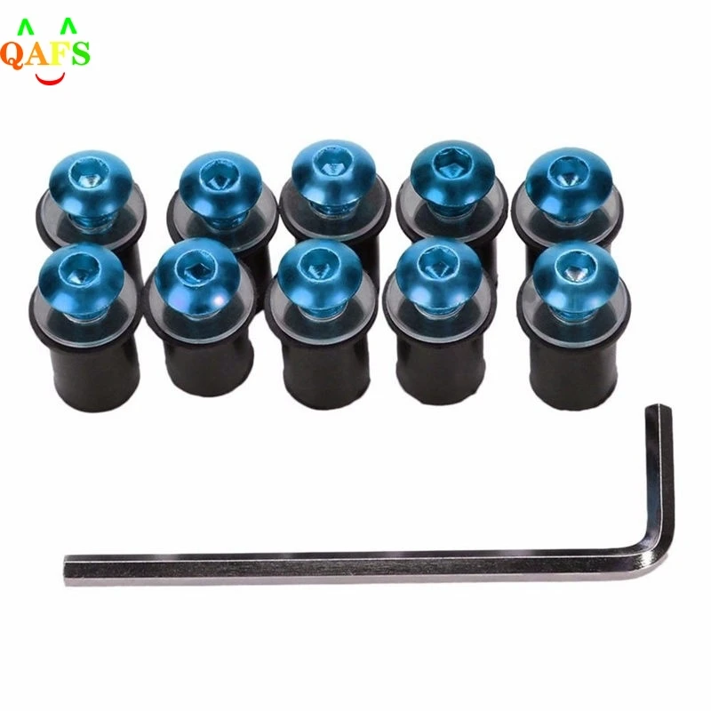 10pcs Aluminum Motorcycle M5 x 15mm CNC Windscreen Windshield Screw Bolts Nuts Fastener Kit Motorbike Mounting