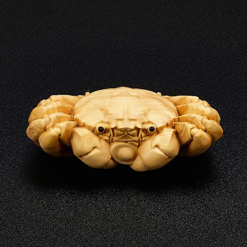 Lucky Crab 7cm Solid Wood Ornament Small Statue Figure Crafts Men Carry Wenwan Car Decoration Accessories