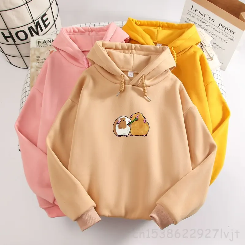 Kawaii Guinea Pig  Hoodie Goth Aesthetic Harajuku Sweatshirt Women Hipster Fashion Harajuku Vintage Long Sleeve Hoody Ladies