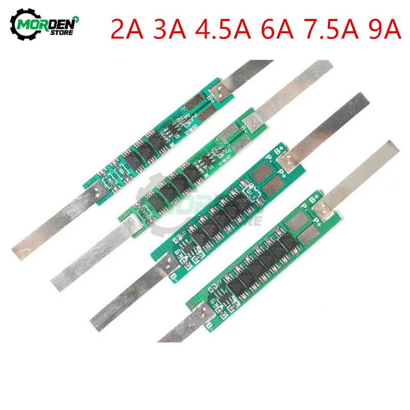 2A 3A 4.5A 6A 7.5A 9A BMS Protection Board For 1S 3.7V 18650 Li-Ion Lithium Battery 1-6MOS with Nickel strip