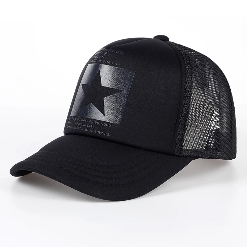 Unis Baseballkappe mit fünfzackigem Stern-Aufdruck, Frühling und Sommer, atmungsaktive Netzkappen für Männer und Frauen, Outdoor-Sonnenschutzhut, verstellbarer Wild-Hut – Detail 11