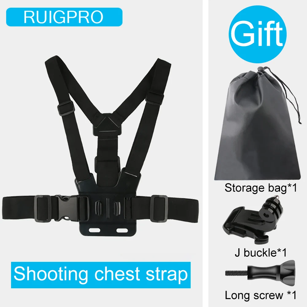 Ruigpro قابل للتعديل تسخير الصدر حزام جبل ل DJI osmo عمل كاميرا Gopro بطل 10 9 8 7 6 5 4 شاومي يي 4K ملحق