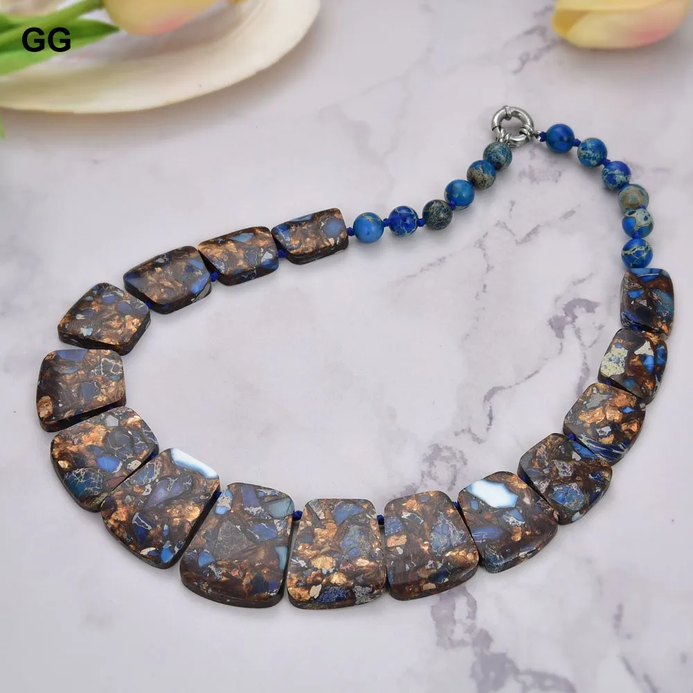 G-G 19\'\' Mixed Color Sea Sediment Imperial Jasper Graduated Necklace