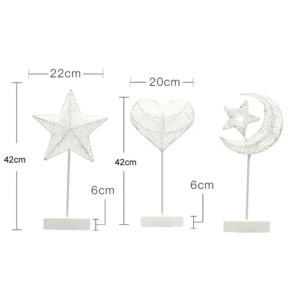 1 Pcs Night Light Christmas Star Moon Table Lamp Rattan Modeling LED Bedroom Desk Light Home Decoration