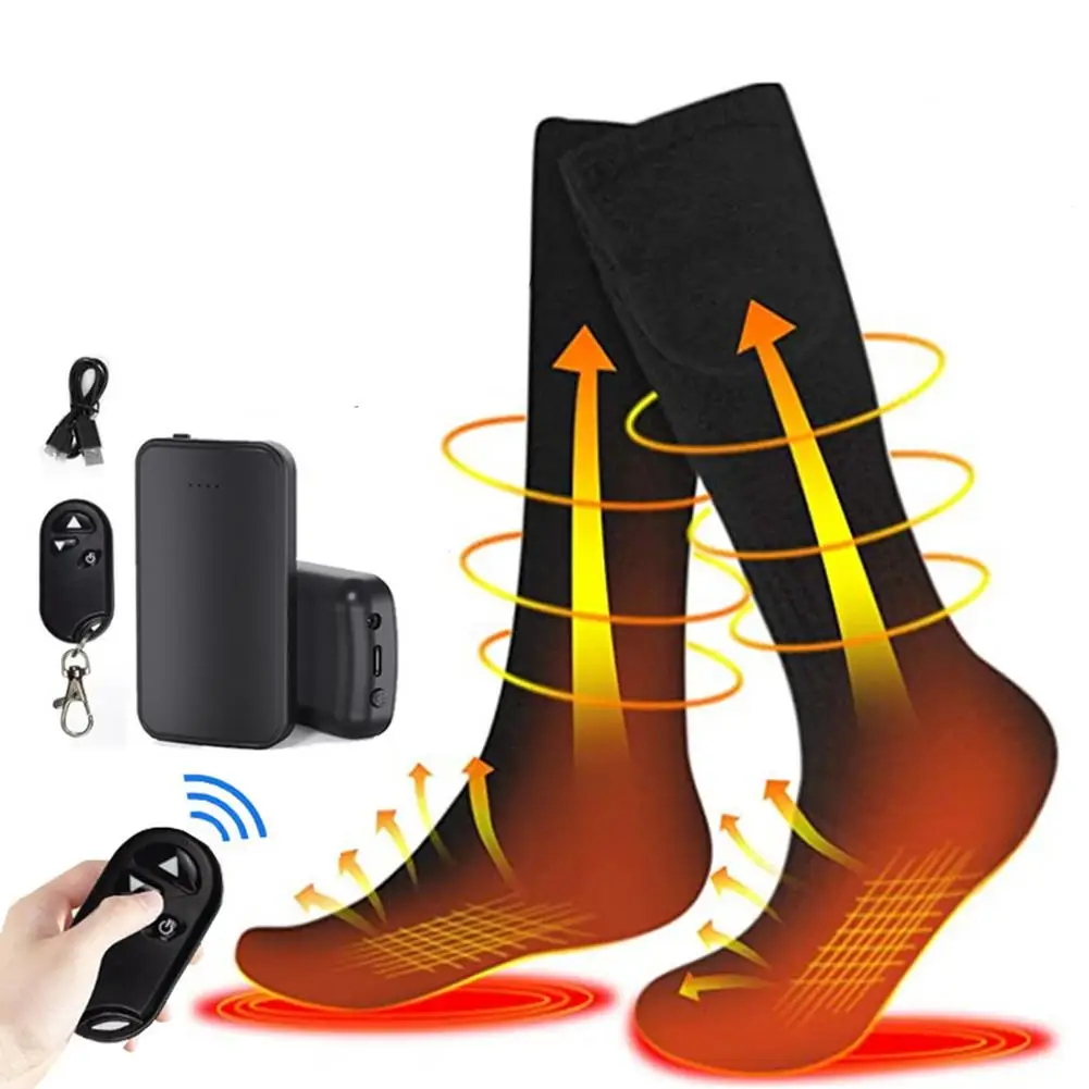 Winter Electric Heated Socks USB Rechargeable Remote Control Outdoor Thermal Socks 3 Temperatures Adjustment Heating Socks