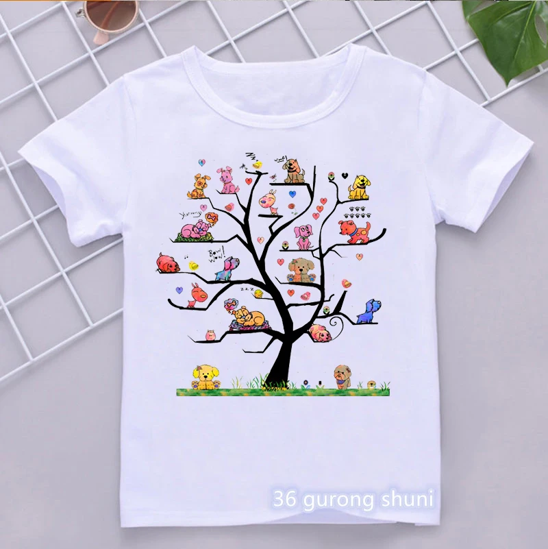 Newly children tshirt interesting yoga tree graphic print boys t shirt summer Harajuku cute girls t-shirt white shortsleeve tops