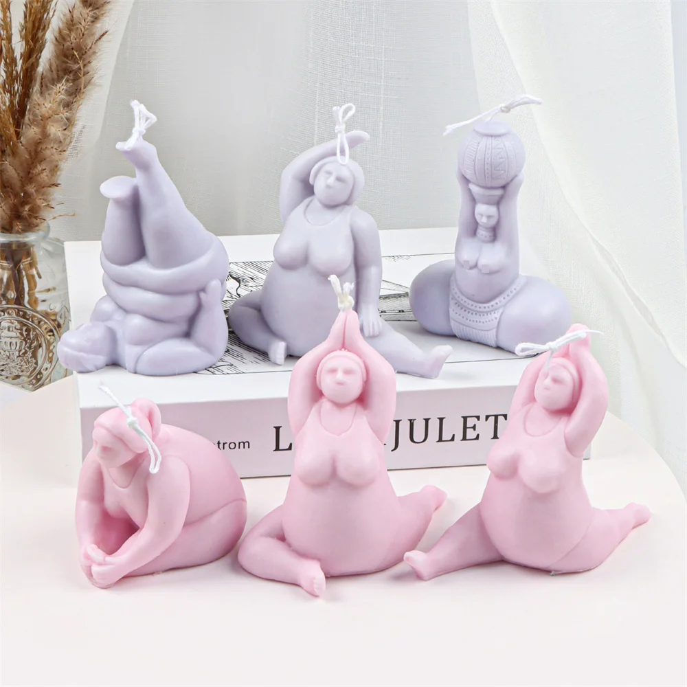 14 Style Yoga Candle Silicone Mold Soy Wax For Candles 3D Perfect Shaping Plump Women Handmade Soap Making Mould Home Decoration