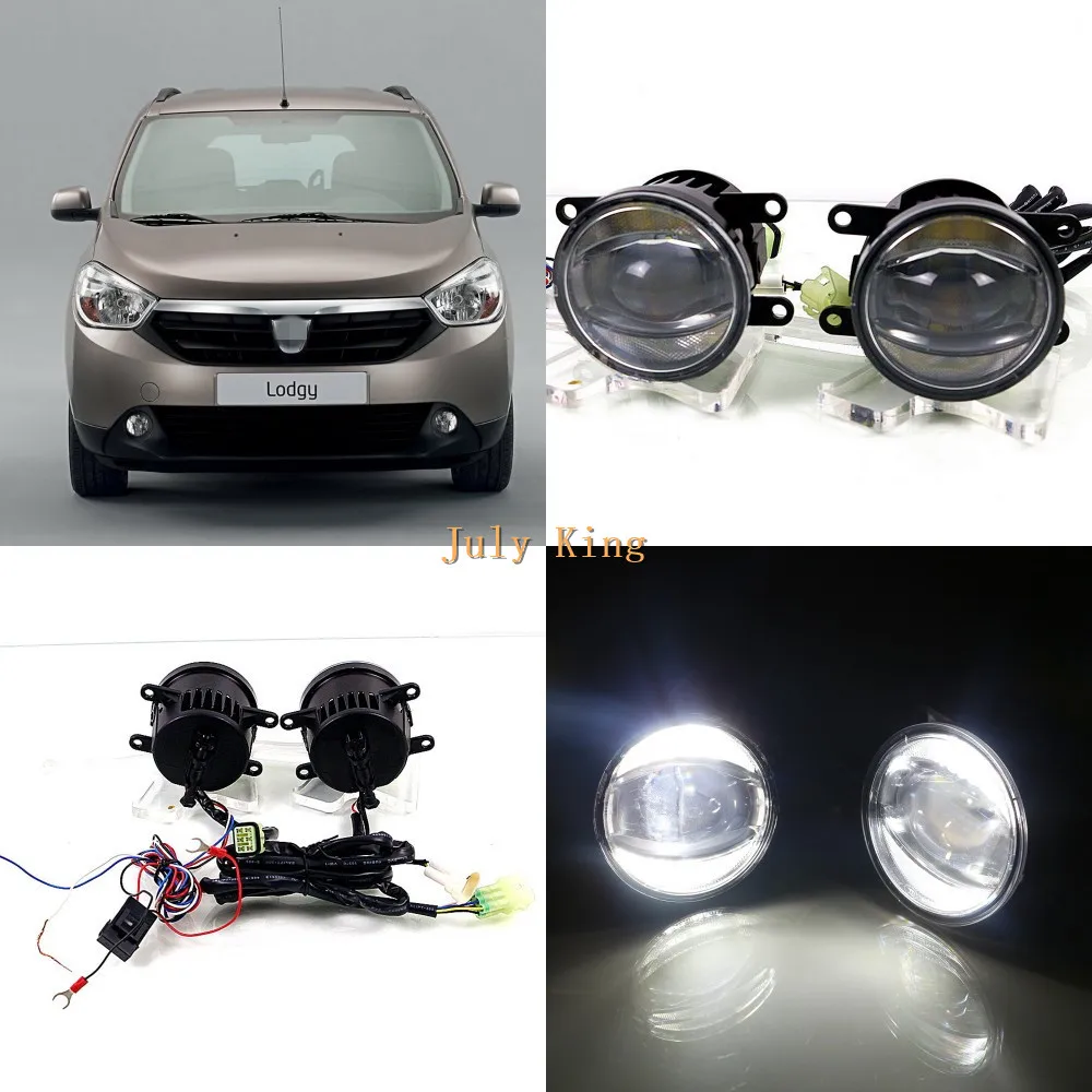 

July King 1600LM 24W 6000K LED Light Guide Q5 Lens Fog Lamp +1000LM 14W Day Running Lights DRL Case for Dacia Lodgy 2012-2017