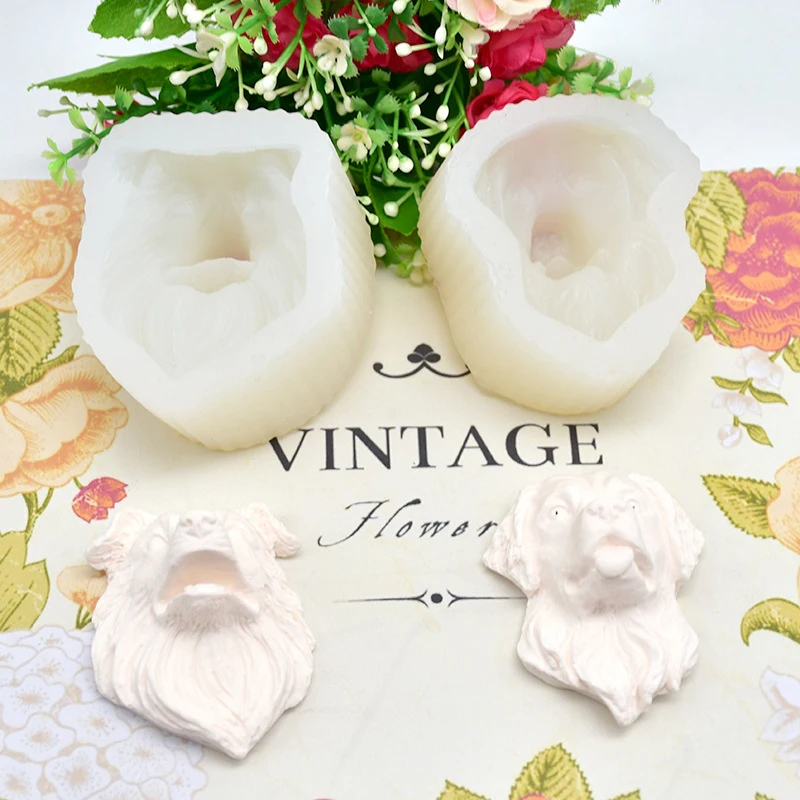 1Pc Dog Head Shape Aroma Plaster Crafts Mould DIY Candle Soap Mold For Home Car Decoration Chocolate Candy Baking Tools