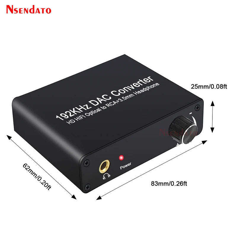 Conversor digital para analógico 192khz, conversor dac hd, hifi óptico spdif coaxial para rca, 3.5mm, controle de volume para dolby ac3