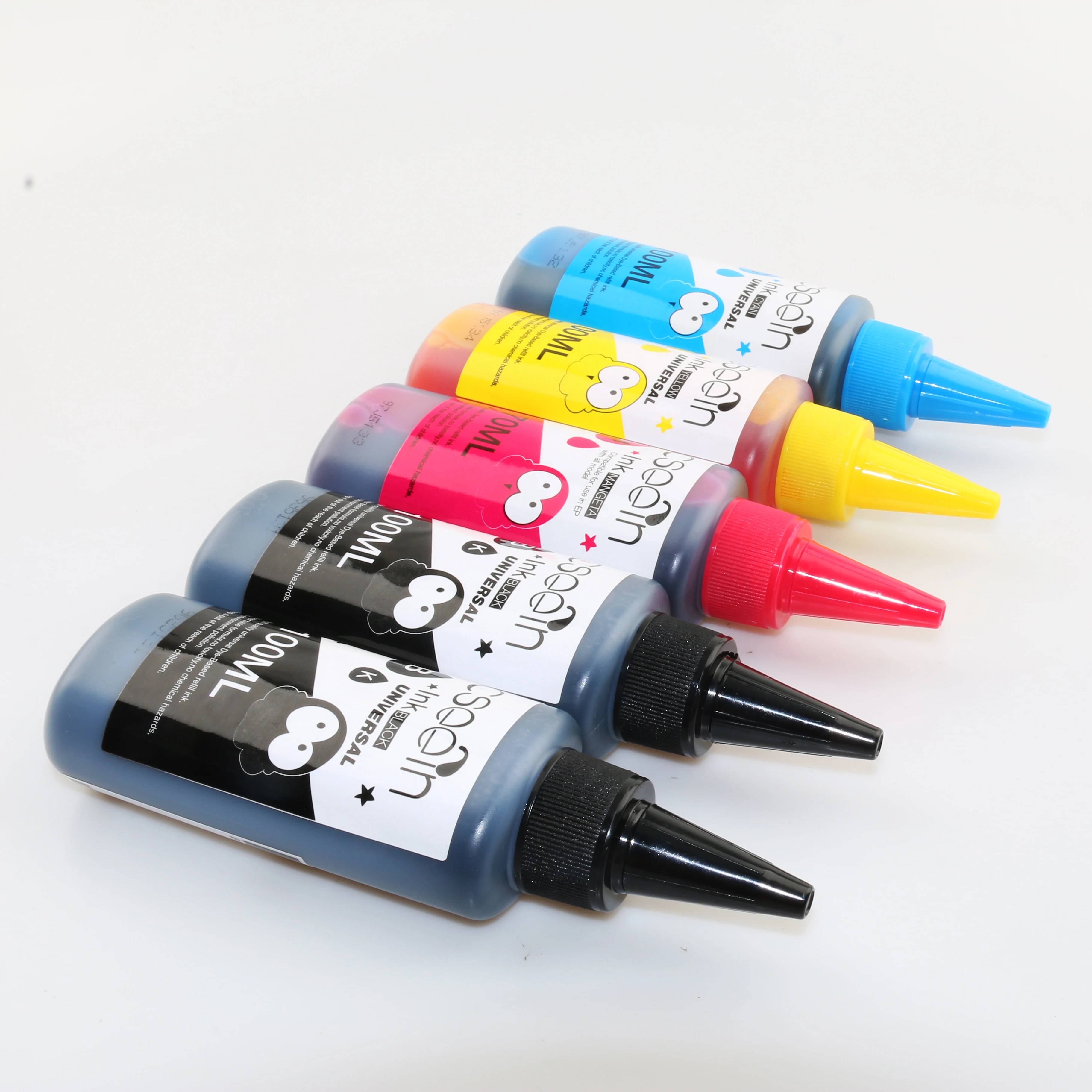 5 PK  Color Dye Refill Ink Replacement For HP Kit 100ML Bottle ink for Epson Premium for Canon Inkjet Printer For Brother