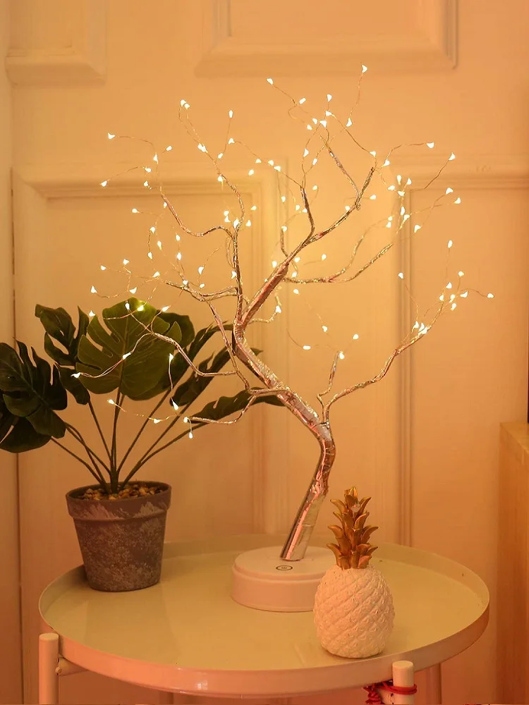 Lampka nocna LED Mini choinka Drut miedziany Girlanda Lampa dla dzieci Dekoracja sypialni Dekoracja Wróżka Światło Oświetlenie świąteczne — zdjęcie 2