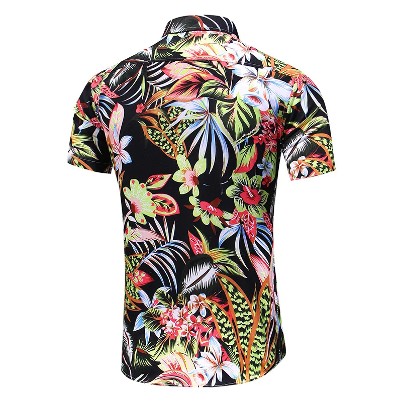 Men\'s Summer Shirt New Fashion Personality Printed Short Sleeve Shirts Casual Plus Size Beach Hawaiian Flower Shirt Party