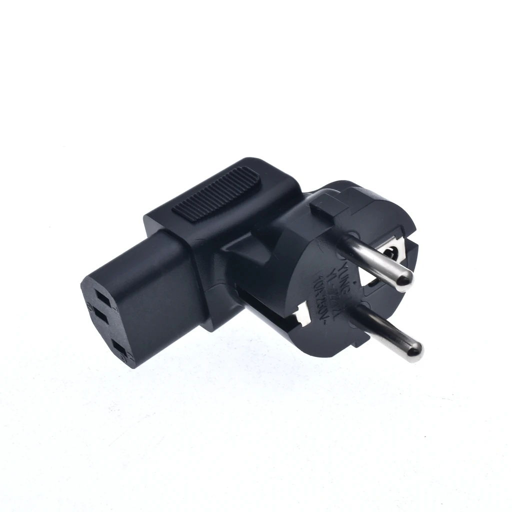 IEC320 C13 to Standard 3 Prong European Schuko CEE 7 Right Angle Plug Adapter, Schuko Plug to Desktop Adapter for C14 Interface