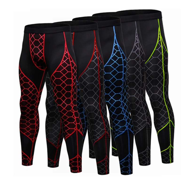 NEW Quality Men\'s Fitness Mesh Trousers Printed Splicing Quick-drying Elastic  sports, strong wear resistance sport pants