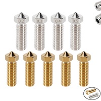 MEGA 8pcs/lot 3D Printer Volcano Nozzles Stainless Steel Brass Hotend Nozzle 0.2mm-1.2mm 1.75mm for V400 genius Vyper Kobra